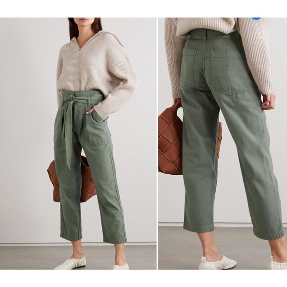 Citizens of Humanity Noelle Cropped Cotton-twill Cargo Pants Green‎ 27 - Picture 1 of 13
